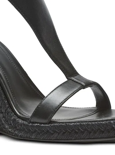 Balmain Anthem Wedge Lambskin Espadrilles In Black