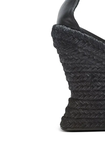 Balmain Anthem Wedge Lambskin Espadrilles In Black