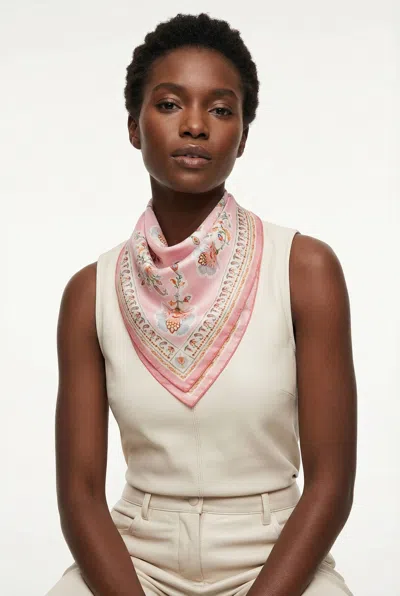 Jessie Zhao New York Blush Charm Double Sided Silk Scarf In Pink