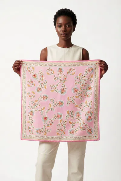 Jessie Zhao New York Blush Charm Double Sided Silk Scarf In Pink