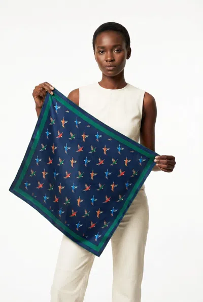 Jessie Zhao New York Freedom Wings Double Sided Silk Scarf In Blue