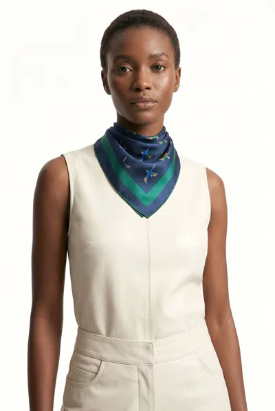 Jessie Zhao New York Freedom Wings Double Sided Silk Scarf In Blue