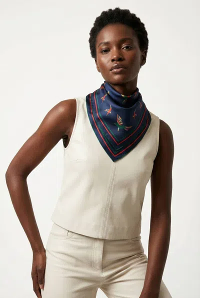 Jessie Zhao New York Sky Parade Double Sided Silk Scarf In Blue