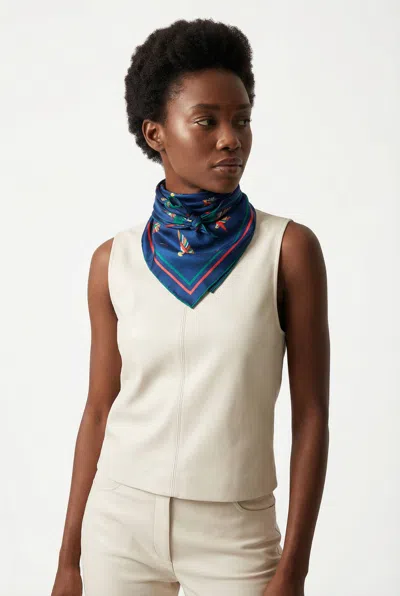 Jessie Zhao New York Sky Parade Double Sided Silk Scarf In Blue