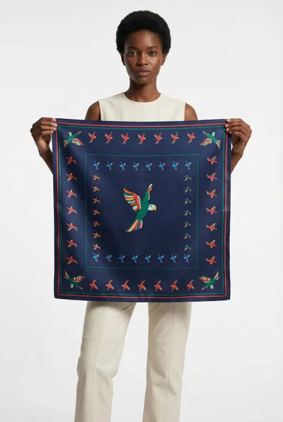 Jessie Zhao New York Sky Parade Double Sided Silk Scarf In Blue