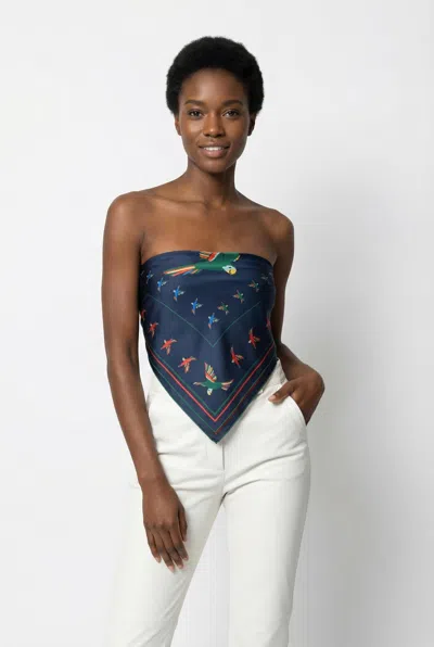 Jessie Zhao New York Sky Parade Double Sided Silk Scarf In Blue