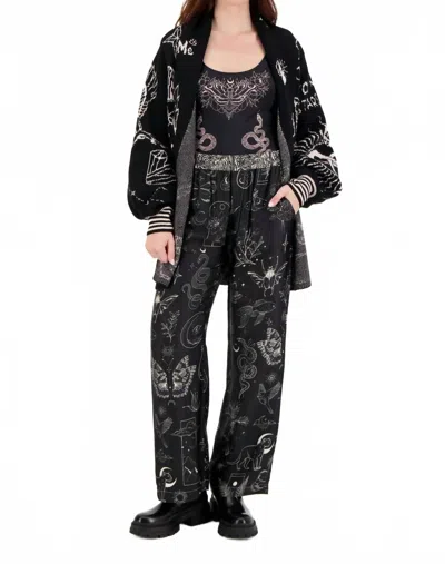 Me369 Bailey Magic Print Straight Leg Track Pants In Black In Black