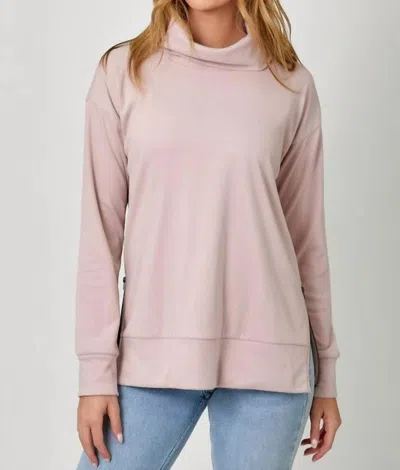 Mystree Brushed Knit Turtleneck Sweatshirt In Dusty Rose In Pink