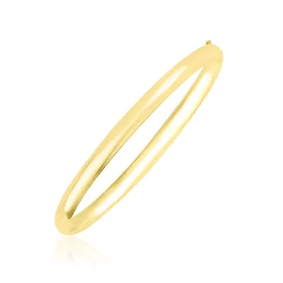 Yellow Gold 10k  Dome Style Shiny Bangle (3.30 Mm) In Gold