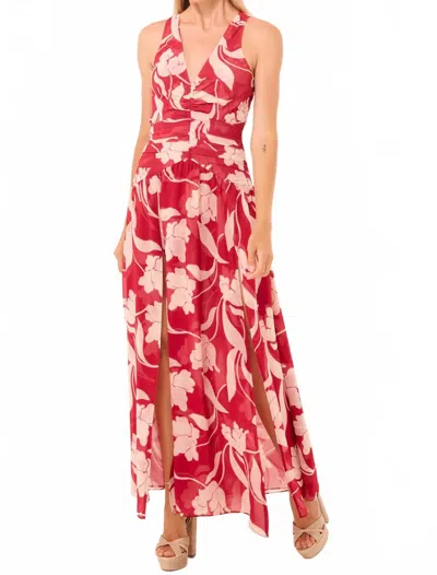 Misa Imoden Maxi Dress In Cherry Flora In Red