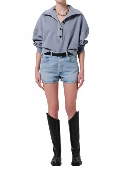 Citizen Of Humanity Mirelle Funnel Neck Pullover In Hematite In Blue