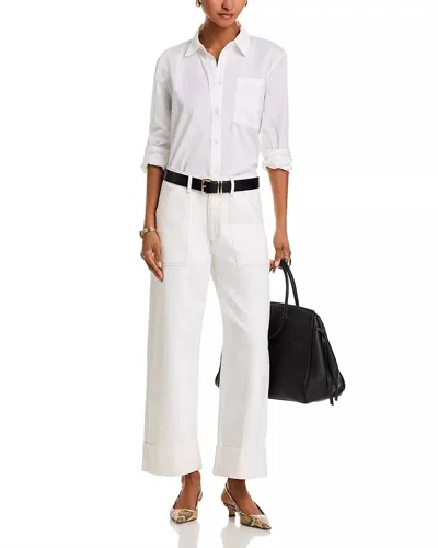 Frame Utility Trouser High Rise Ankle Wide Leg Jeans In Au Natural Clean In White