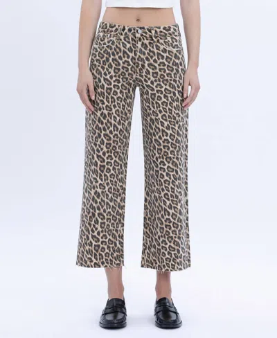 Vervet By Flying Monkey High Rise Crop Wide Leg Jeans In Leopard Print In Animal Print