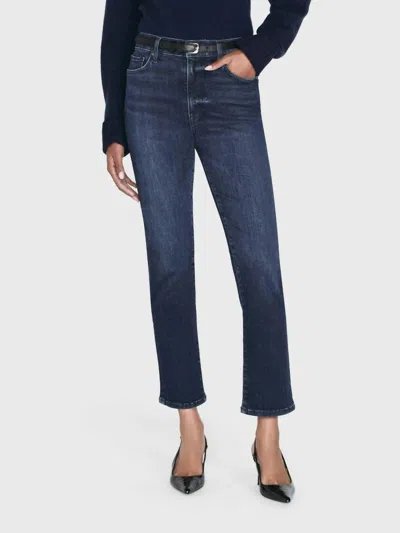 Frame Le High Straight Jeans In Dante In Blue
