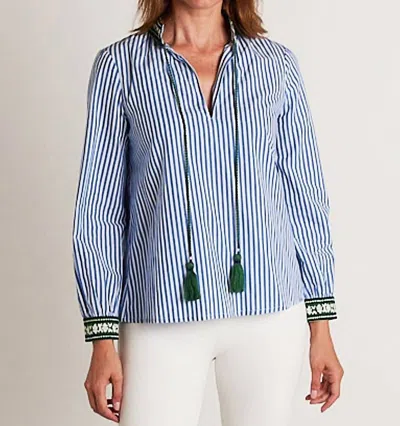 Ck Bradley Norway Blouse In Blue Stripe In Animal Print