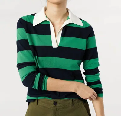 Ann Mashburn Georgina Rugby Sweater In Kelly Green Ice Cotton In Multi