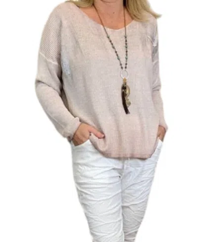 Marisima Light Weight Sweater With Accents In Pink In Pink