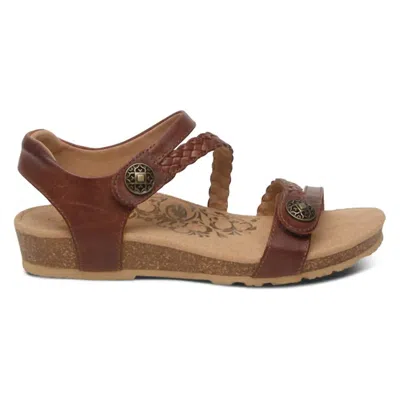 Aetrex Women's Jillian Braided Quarter Strap Sandal In Walnut In Brown