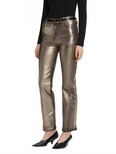 Frame Bootcut Reboot Coated Pants In Champagne Coated In Silver