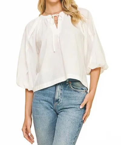 Pinch Self Tie Swing Blouse In White In White