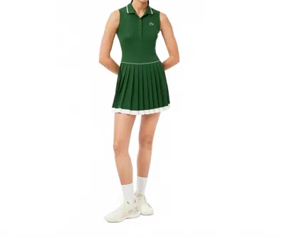 Lacoste Ultra Dry Tennis Heritage Dress In Green In Green