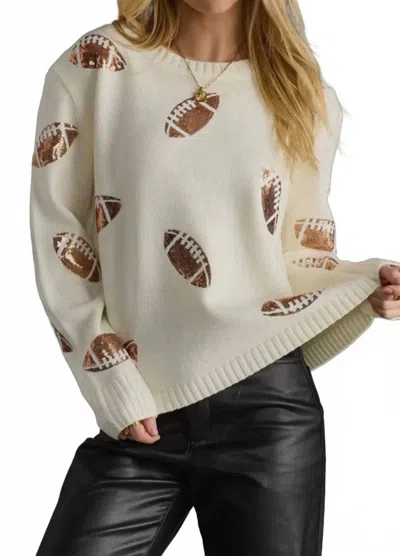 Panache Apparel Friday Night Lights Sequin Sweater In Cream In White