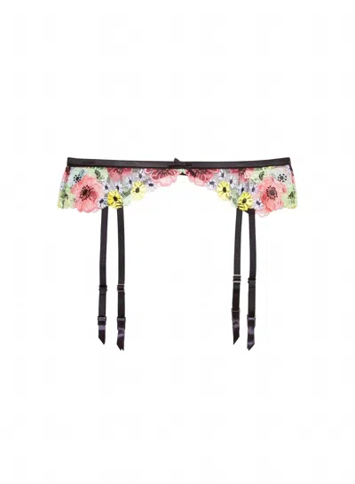 Fleur Du Mal Azalea Embroidery Garter Belt In Animal Print