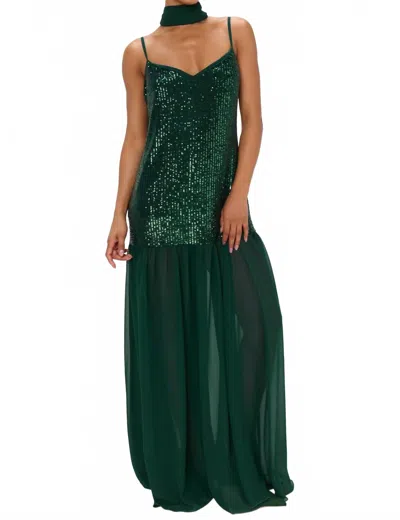 Show Me Your Mumu Dalia Maxi Dress In Emerald Sequins In Green