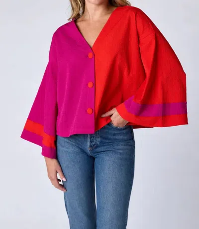 Crosby By Mollie Burch Esme V-neck Top In Sangria Colorblock In Red