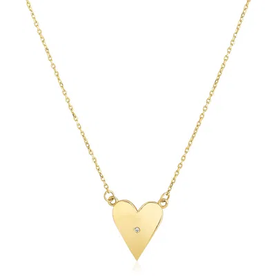 Fashnzfab 14k Yellow Gold High Polish Elongated Heart Necklace In Gold