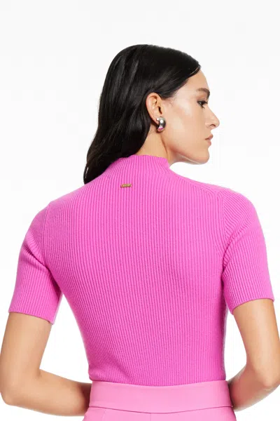 Toccin Melanie Short Sleeve Mock Neck Bodysuit In Pink