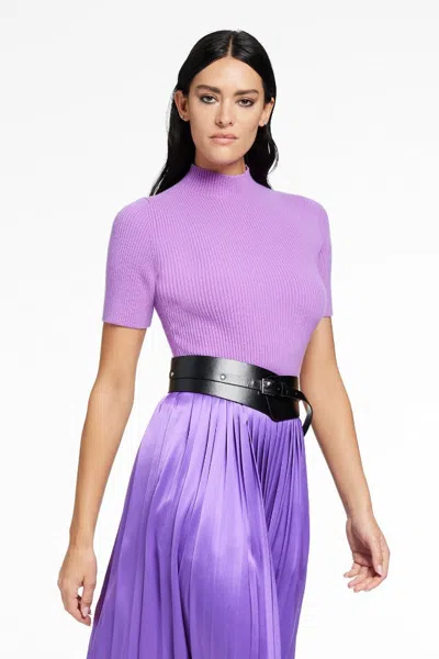 Toccin Melanie Short Sleeve Mock Neck Bodysuit In Pink