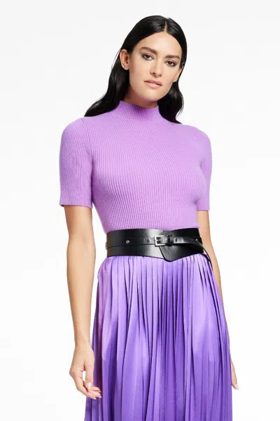 Toccin Melanie Short Sleeve Mock Neck Bodysuit In Pink