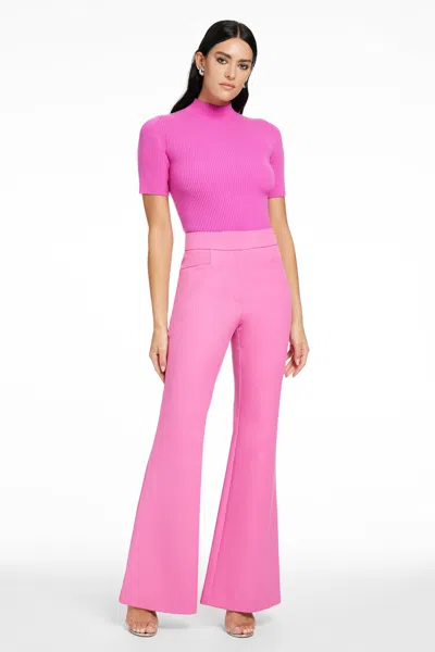 Toccin Melanie Short Sleeve Mock Neck Bodysuit In Pink
