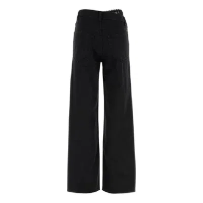 Alexander Wang Lace Detail Wide Leg Denim Jeans In Black