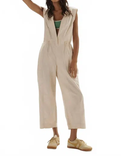 Daily Practice Roller Drawstring Jumpsuit In Cream In White
