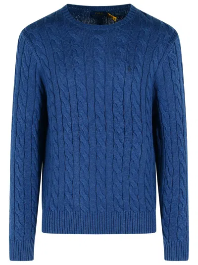 Polo Ralph Lauren Cable Knit Sweater With Round Neckline In Blue