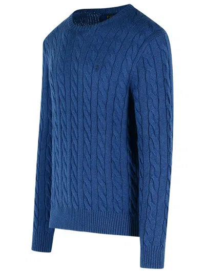 Polo Ralph Lauren Cable Knit Sweater With Round Neckline In Blue