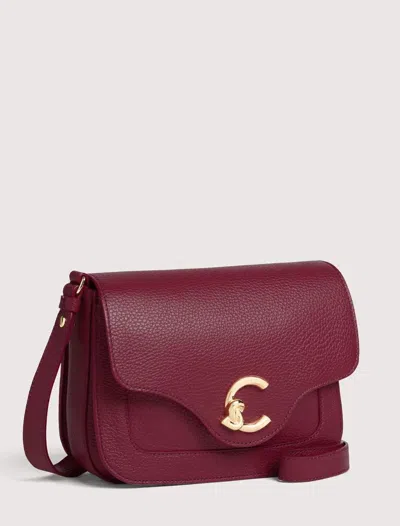 Coccinelle Textured Leather Cross-body Bag Adjustable Strap In Red
