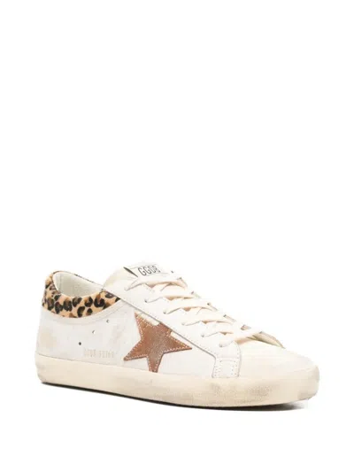 Golden Goose Super Star Calf Hair And Suede-trimmed Distressed Leather Sneakers In White