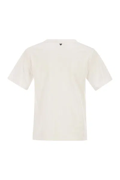 Weekend Max Mara Wkdwest - Cotton T-shirt With Print And Embroidery In White