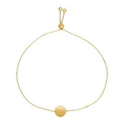 Yellow Gold Adjustable Bracelet With Shiny Circle In 14k  (7.50 Mm) In Yellow