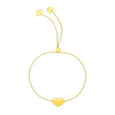Yellow Gold 14k  Adjustable Heart Bracelet (0.90 Mm) In Yellow