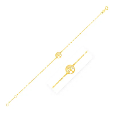 Yellow Gold 14k  Tree Of Life Bracelet (1.20 Mm) In Yellow