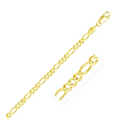 Yellow Gold 14k  Solid Figaro Bracelet (3.80 Mm) In Yellow