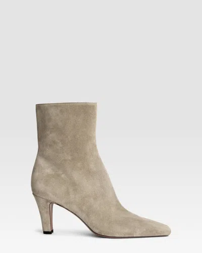 Paris Texas Ankle Boots In Stone Calf Suede Leather In Brown