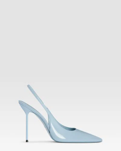 Paris Texas Slingbacks In Denim-colored Patent Leather In Blue