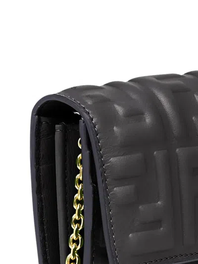 Fendi Baguette Continental Chain Wallet In Black