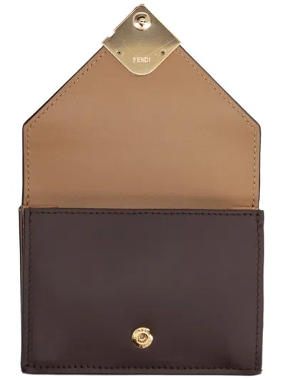 Fendi Brown Leather Wallet In Brown
