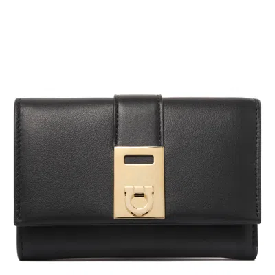 Ferragamo Calf Leather Wallet In Black